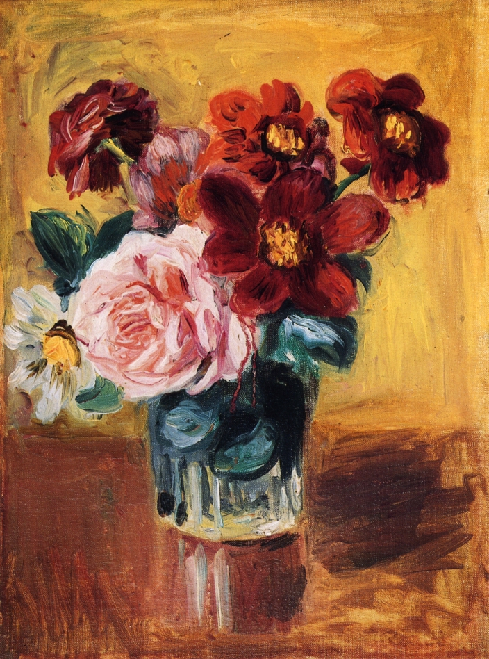 Flowers in a Vase - Pierre-Auguste Renoir painting on canvas